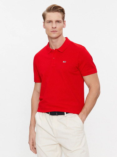 Polo Solid Slim Fit Rojo Tommy Jeans