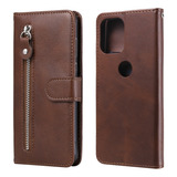 Capa De Couro Marrom Para Motorola Moto G100/edge S