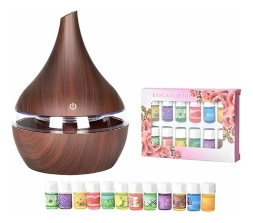 Humidificador Marrón Aromatizador + 12 Esencias 