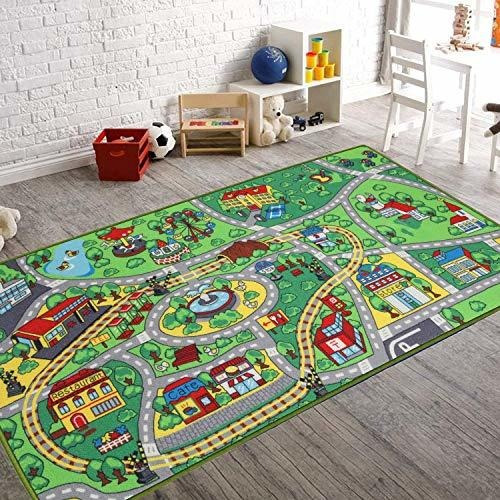 Alfombra De Juegos Niños Caminos Y Vías De Tren  Rega...