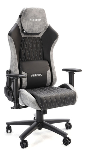 Silla Gamer Pro Ergonomica Giratoria Femmto Gp001 Gris Para Escritorio Pc Gaming Reclinable 135° Peso Maximo 150 Kg