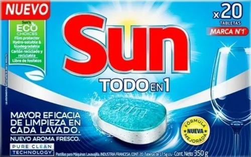 Detergente En Pastillas Jabón Lavavajillas Lavaplato Sun X20