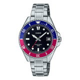 Pulseira De Relógio Masculina Casio Mdv-10d-1a3vdf Core, Cor: Prata, Moldura, Cor De Fundo Prateada, Cor De Fundo Preta