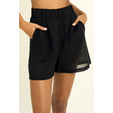 Short De Playa Negro Para  Dama 0a03033 Marca Touche