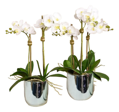 Paquete De 2 Arreglos De Orquídeas Artificiales Blancas