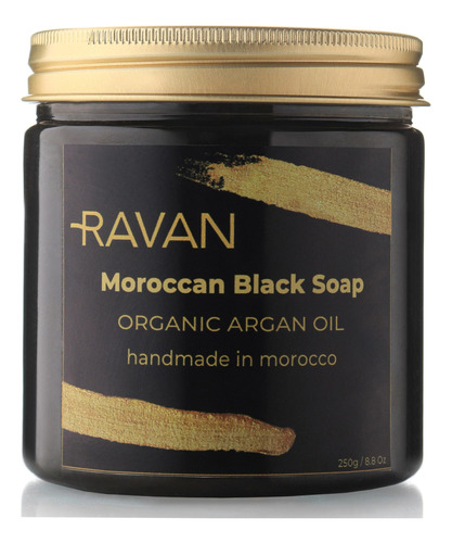 Ravan Jabon Negro Marroqui Con Aceite De Argan Organico, Jab