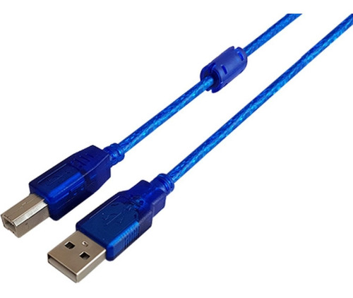 Cable Usb Impresora A/b 1.8 Mts Mallado Filtro Azul