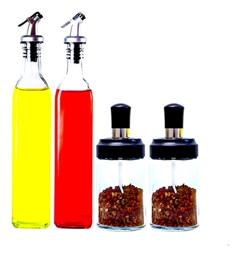 2 Dispensador Botellas Para Aceite Con 2 Especiero Aceitera