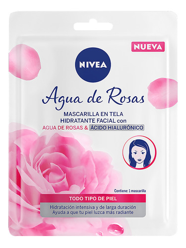 Mascarilla Facial En Tela Nivea Agua De Rosas 1 Pieza