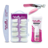 Kit Unhas Postiças 100 Un, Cola 3g, Alicate, Lixa Para Unhas