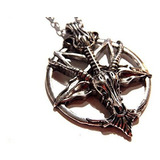 Plata Baphomet Y Pentagrama Invertido Colgante Cadena Collar