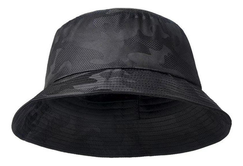 Hombres Sombrero De Cubo Sol De Doble Cara Camuflaje Negro