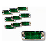 Plafón Rectangular 12 Led Lateral Fijo/estrobo Verde 10 Pz.