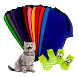 Ropa Abrigo Ponchos Capa Polar Liso Para Gatos + Medias