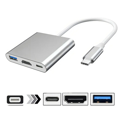 Adaptador Tipo C A Hdmi 4k Convertidor Hub Usb 3.0 3 En 1 | Meses sin interés