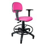 Cadeira Caixa Alta Estofada Couro Eco Rosa Com Braços