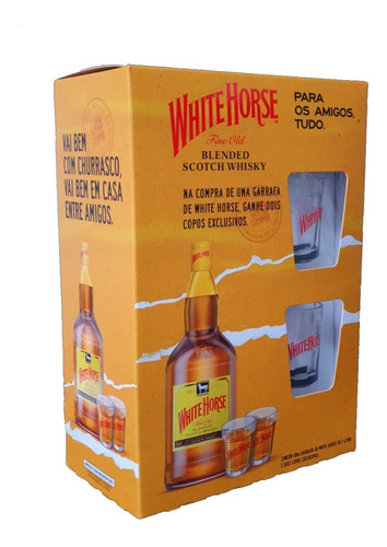 Whisky White Horse Kit 2 Copos Shot + Garrafa De 1 Litro