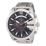 Reloj Hombre Diesel Mega Chief Crono Negro Plateado Dz4308