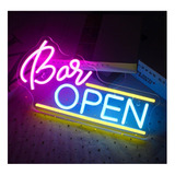 Letrero Led Neon Bar Open Abrir Ancho 40cm Luminoso