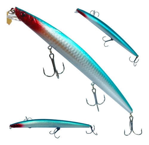 Isca Artificial 3 Garateias 18cm 26gr Tucuna Anchova Azul Cor Azul/água