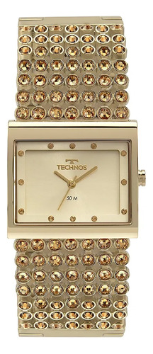 Relógio Technos Feminino Crystal 2035myn/1d Quadrado Dourado