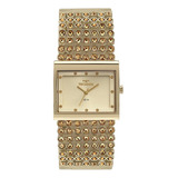 Relógio Technos Feminino Crystal 2035myn/1d Quadrado Dourado