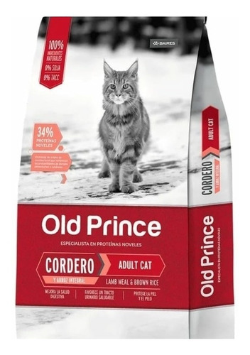 Alimento Old Prince Novel Gato Adulto Cordero Y Arroz X 7,5k