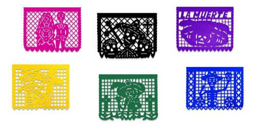 Decoración Papel Picado Dia De Muertos 1/4 De Pliego 100pz