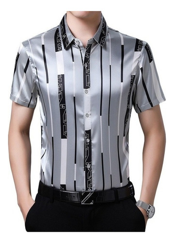 Camisas De Seda A Rayas Camisas De Vestir Casual Para Hombre