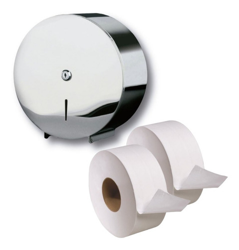 Dispensador Papel Higiénico De Acero Inoxidable+papel Jumbo