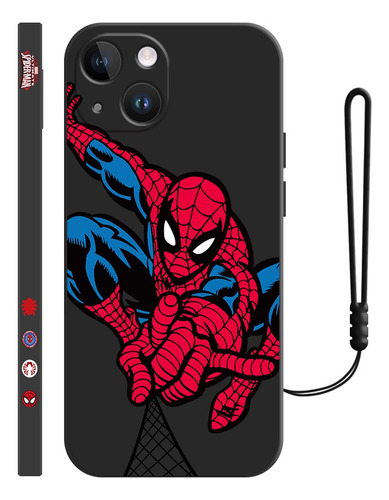 Funda De Silicona Para iPhone Diseño De Spiderman + Correas