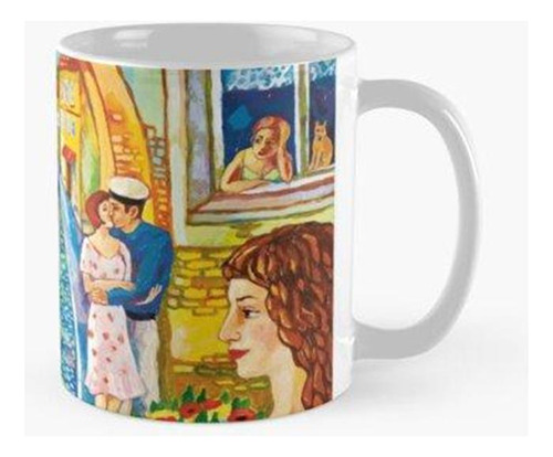 Taza Acordeón, Cuadro, Calle, Amor, Romance, Música Calidad 