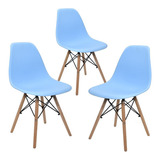 Set De 3 Sillas Tipo Eames Modernas Elegantes Color Azules