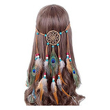 Diadema Con Plumas De Pavo Real Bohemio Para Mujer, Atrapasu