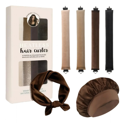 4 Curly Ondas En Cabello Rizos Sin Calor Tubo+gorro Satin | MercadoLibre