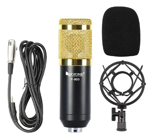 Microfono F800 Para Streaming Podcast Radio Prm Color Negro
