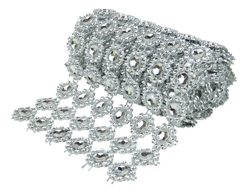 Metro Falso Strass Flores 6 Lineas 10cm Tortas Deco Costura 