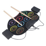 Set Electrónico Roll Up Drum Pad, Pedales Portátiles Y Fácil