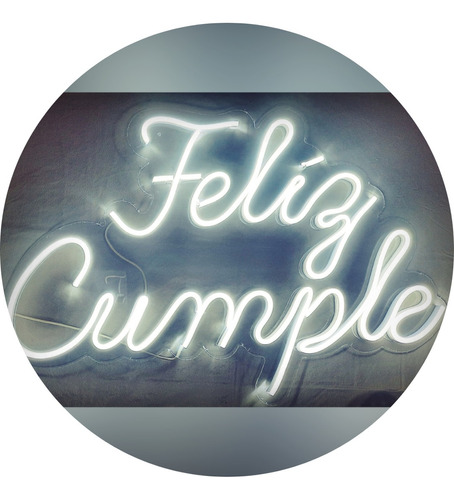 Cartel Neón Led Acrílico Cristal Feliz Cumple. Deco Eventos 