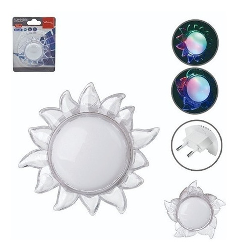 Kit 2 Mini Abajur De Tomada Bivolt Led Coração Lua Sol Flor