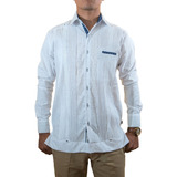 Guayabera Yucateca Blanca, Bordados Y Contraste, Lino Flame