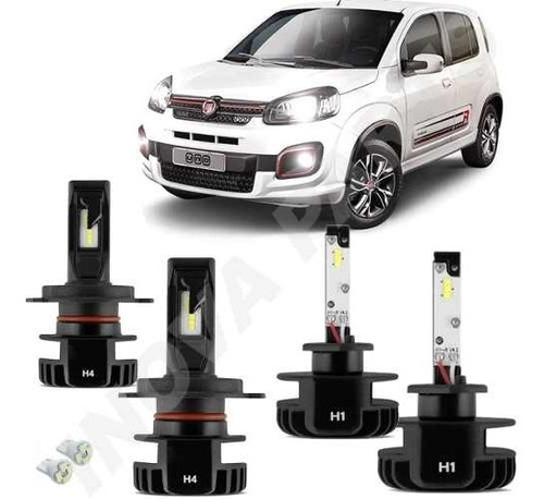 Kit Lampada Super Led Plus Fiat Uno Sporting Farol E Milha