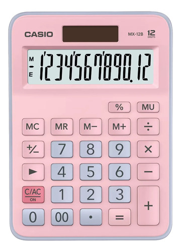 Calculadora Escritorio Casio Mx-12b-pklb Rosa Solar/pila