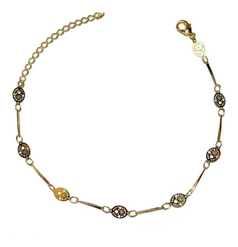 Pulsera Óvalo Palito Enchapado Oro 18 K