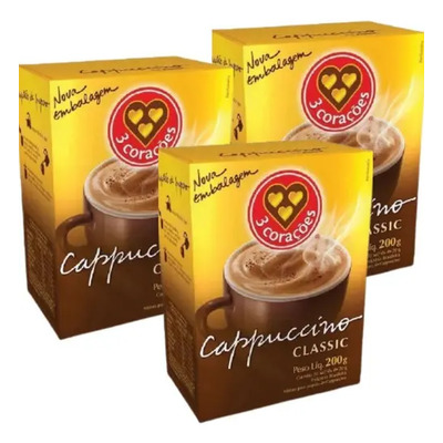 Cappuccino Classic Três Corações Sachê - Caixa 30 Saches | Frete grátis