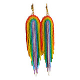 Aretes En Mostacilla Checa Estilo Flequillos Largos Arcoiris