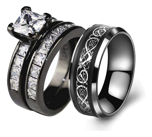 Juego De Anillos De Boda Para Pareja, De Acero Inoxidable, C