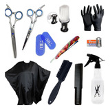 Kit Barberia Peluqueria Capa Navaja Accesorios Lefemme