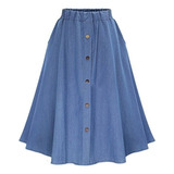 Women's Loose Jeans Skirt With Elastic Waist. .