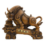 Figura Decorativa Toro Buey De La Suerte Riqueza De Resina